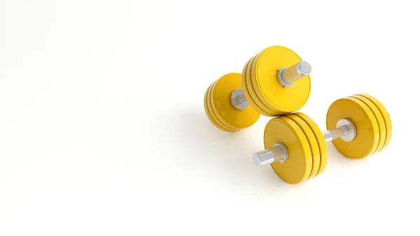 Yellow Dumbbells White Background Close Illustration — Stock Photo, Image