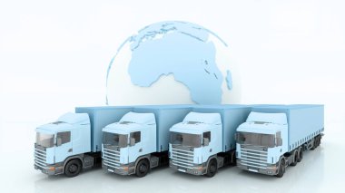 uluslararası nakliye ve mal teslimi, 3d illüstrasyon