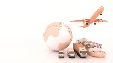 uluslararası nakliye ve mal teslimi, 3d illüstrasyon
