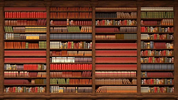 Biblioteca Velha Com Livros Nas Prateleiras Ilustração — Fotografia de Stock