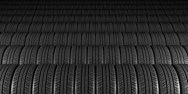 black wheels on a black background, 3d illustration