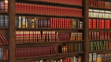 Eski kütüphanede kamera hareketi, 3D animasyon