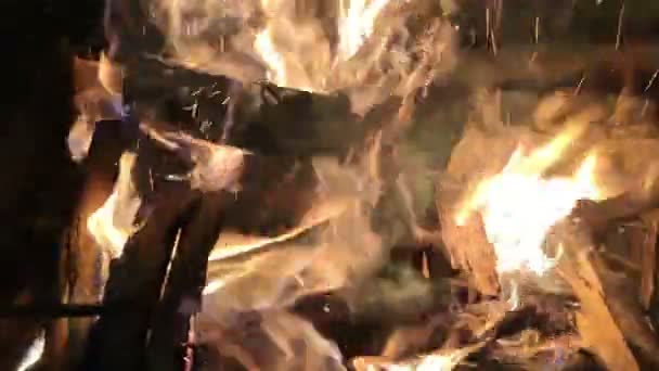 Burning Wood Grill Subsequent Preparation Barbecue Dark — Stock Video