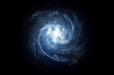 Uzay bulutsusu ve birçok yıldızı olan galaksi, Samanyolu, 3 boyutlu illüstrasyon