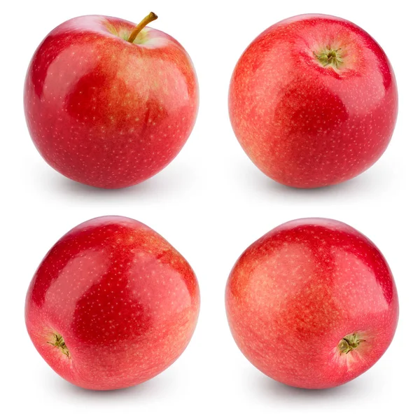 Fresh Red Apple Isolated White Collection Clipping Path — Stock Photo, Image