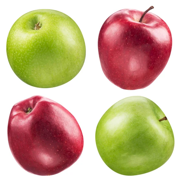 Red Green Apple Collection Set White — Stock Photo, Image