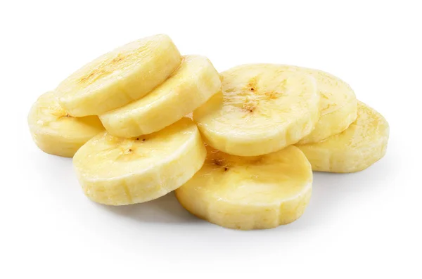 Banana Slice Heap Isolated White Clipping Path — Stock Photo, Image