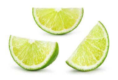 Lime. Fresh fruit isolated on white background. Slice, piece, qu clipart
