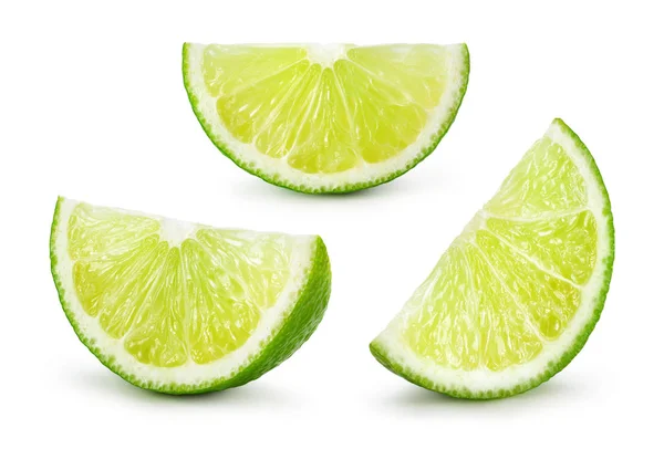 Lime. Fresh fruit isolated on white background. Slice, piece, qu — Stock Photo, Image