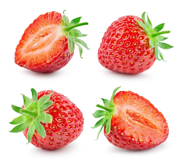 Erdbeere. frische reife Beeren isoliert auf weißem Hintergrund. Colle — Stockfoto