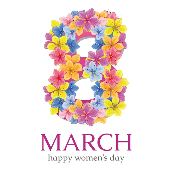 8 Mart Dünya Kadınlar Günü. Vektör tebrik kartı.