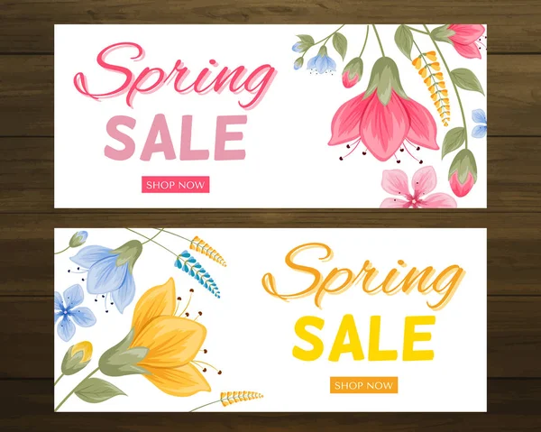 Banner mit Papierblumen auf blauem Hintergrund. Banner perfekt für Werbeaktionen, Zeitschriften, Werbung, Websites. Vektorillustration. — Stockvektor