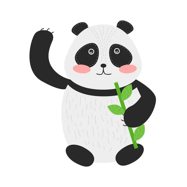 Zdjęcie Zwierzęcej Pandy Bambusem Panda Bambusem Łapie — Wektor stockowy