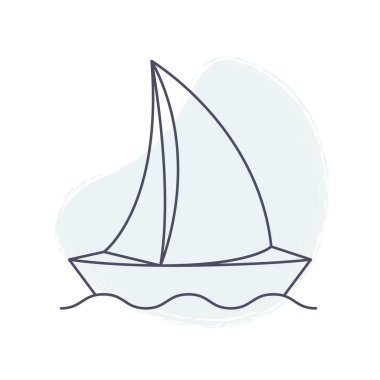 Turizm ikonu. Bir dalgada yelken yat simgesi çizimi.
