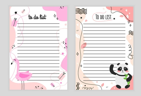 Page Illustration Avec Lignes Liste Des Choses Faire Avec Panda — Image vectorielle