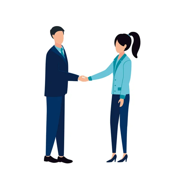 Vector Illustration Man Woman Shaking Hands Handshake People — Stock Vector