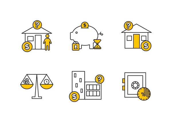 Finanzen Vektor Illustration Set Von Depotdienstleistungen Symbole Immobilienbewertung — Stockvektor
