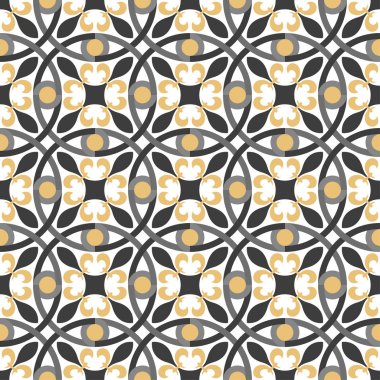 Arka plan, fayans ve Tekstil için dekoratif desen. Modüler parçalardan monte edilir. Vektör. Sorunsuz.