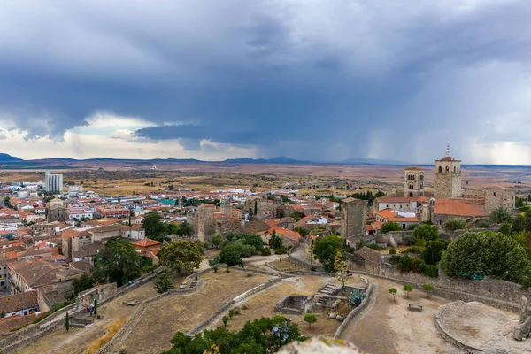 Spanya Nın Extremadura Eyaletinde Trujillo Ortaçağ Kasabası Stok Fotoğraf