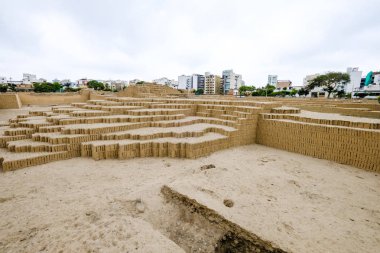 Huaca Pucllana Peru Lima antik kazılar, ön Inca kültür kalıntıları