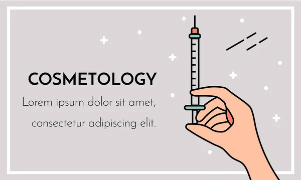 Kosmetyczne zastrzyki. Infografiki. Płaska ilustracja wektorowa z miejscem na tekst. Mezoterapia, odmodowanie. — Wektor stockowy