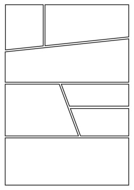 Manga film şeridi düzeni şablonu için hızla çizgi roman stili oluşturun. Kağıt oranı tasarımını a4 baskı için uygun dışarı.