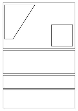 Manga film şeridi düzeni şablonu için hızla çizgi roman stili oluşturun. Kağıt oranı tasarımını a4 baskı için uygun dışarı.