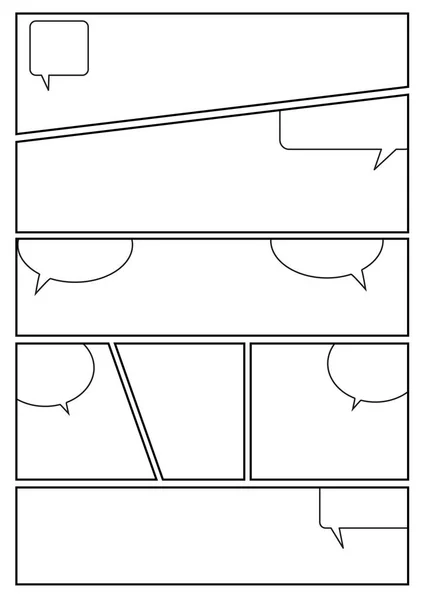 Modelo Layout Storyboard Mangá Para Criar Rapidamente Estilo Quadrinhos Design — Vetor de Stock