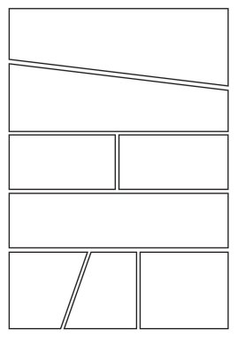 Manga film şeridi düzeni şablonu için hızla çizgi roman stili oluşturun. Kağıt oranı tasarımını a4 baskı için uygun dışarı.
