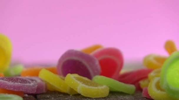 Kleurrijk Van Jelly Candy Slow Motion — Stockvideo