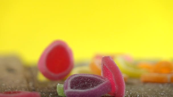 Kleurrijk Van Jelly Candy Slow Motion — Stockvideo