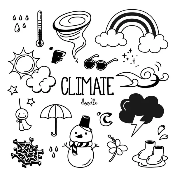 Clima Doodle Stiluri Desen Mână Climă — Vector de stoc