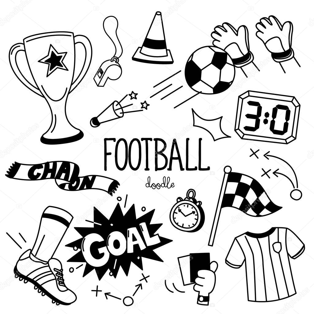 Football Doodle. Hand drawing styles football