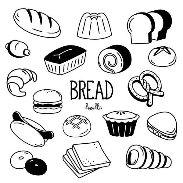 Doodle Brood Hand Tekenen Stijlen Voor Brood — Stockvector