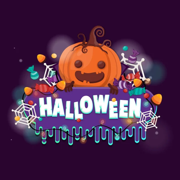 Halloween Tök Candy Fogás Vagy Élvezet Háttér Szórólap Meghívók Sablon — Stock Vector