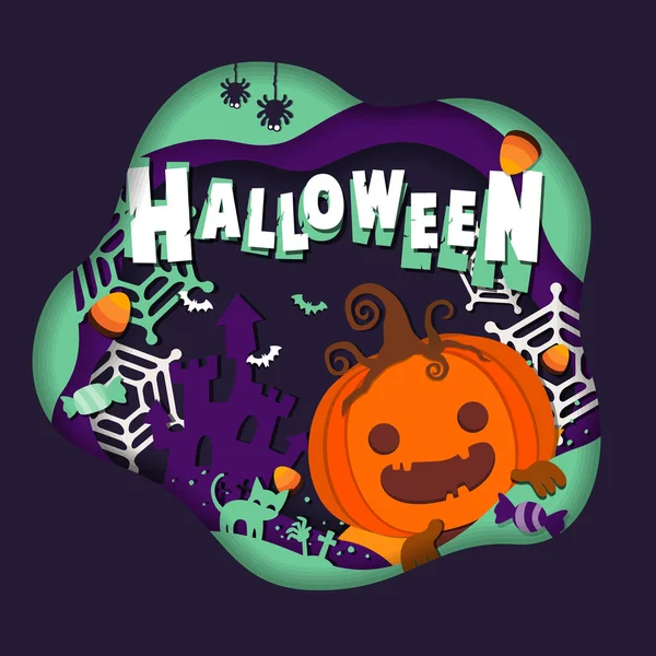 Halloween Tök Candy Fogás Vagy Élvezet Háttér Szórólap Meghívók Sablon — Stock Vector