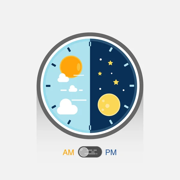 Day Night Clock Pattern Day Night Concept Sun Moon Blue — Stock Vector