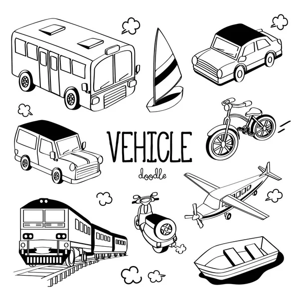 Vehículo Doodle Estilos Dibujo Mano Para Vehículo —  Fotos de Stock