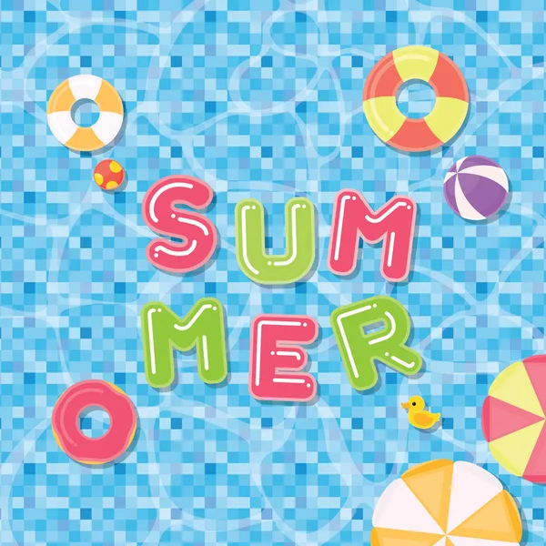 Vektor Illustration Sommer Vorlage Mit Pool Hintergrund — Stockvektor