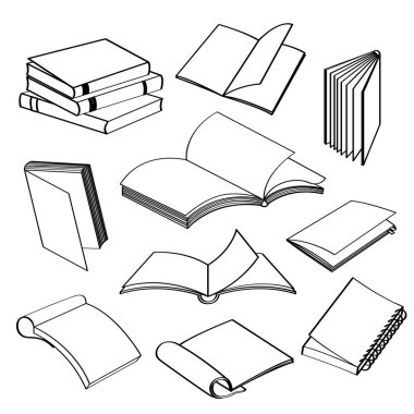 El çizim stilleri kitap. Kitap doodle'ı.