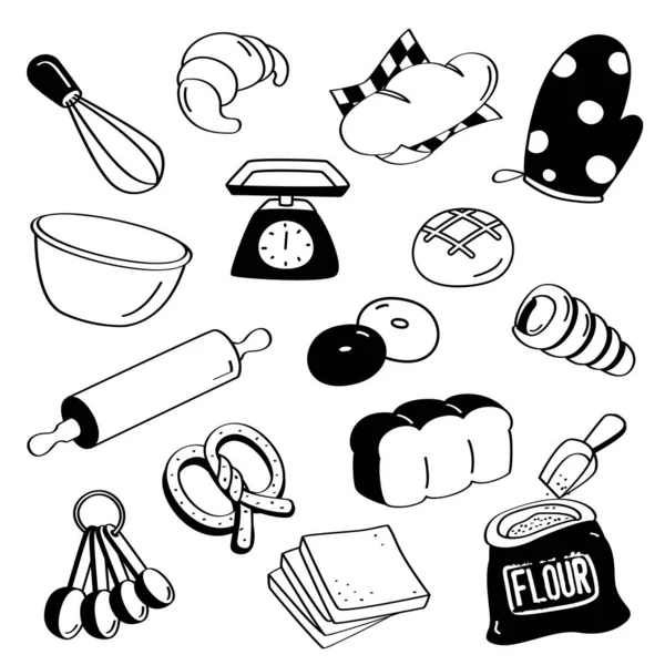 Hand Drawing Styles Bakery Shop Bakery Shop Doodles — Stock Vector