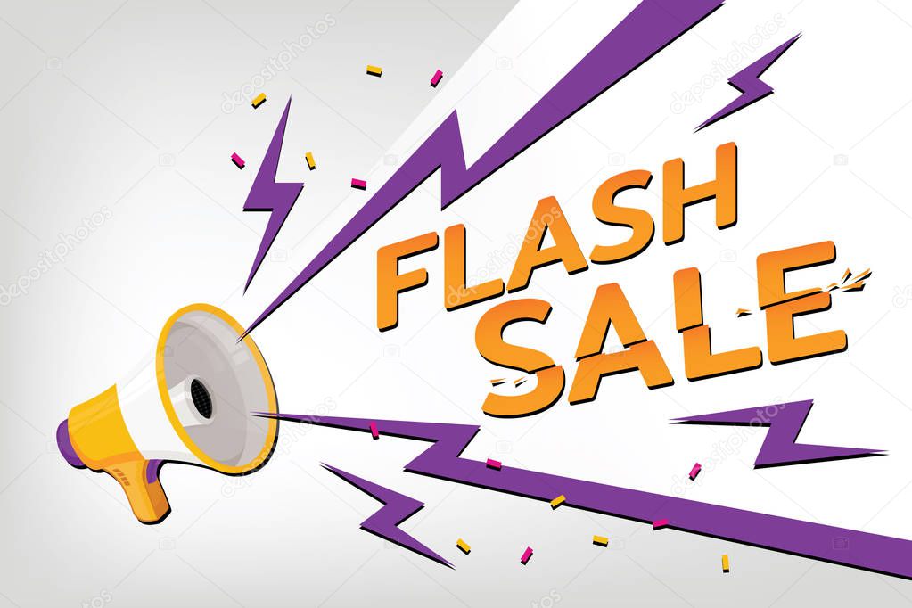 Super sale template with megaphone. Sale banner