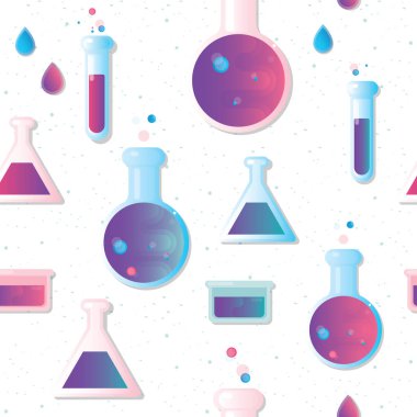 Fen test tüpleriyle kusursuz desen. Vektör illüstrasyon bilim test tüpleri duvar kağıdı.