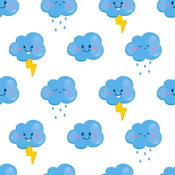 Cute Seamless Pattern Cloudy Vector Illustration — Stock Vector