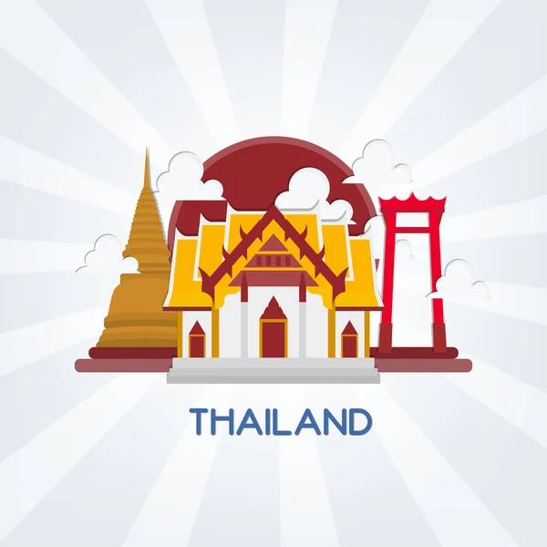 Thailand Vektor Illustration Med Thailand Vartegn – Stock-vektor