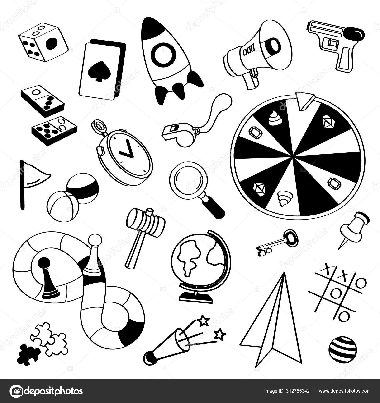 Cartoon doodles board games objects set Stock Vector Image & Art