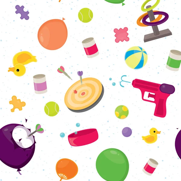 Χαριτωμένο Μοτίβο Παιχνιδιών Πολύχρωμα Παιχνίδια Ταπετσαρία Εικονογράφηση — Διανυσματικό Αρχείο