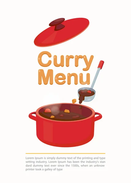 Menú Comida Plantilla Comida Con Olla Curry Cocina Japonesa — Vector de stock