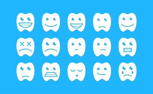 Dientes Felices Estilo Plano Aislado Sobre Fondo Azul — Vector de stock