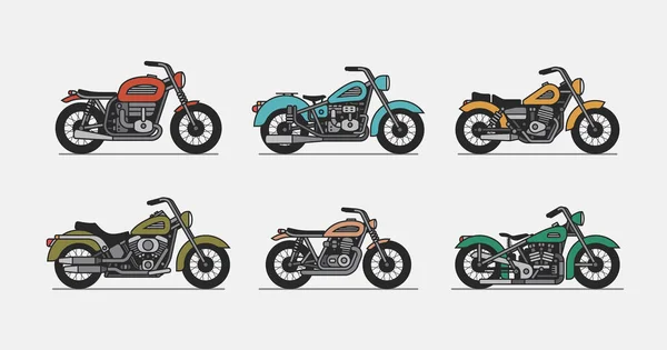 Conjunto Motocicleta Vintage Aislado Sobre Fondo Gris — Vector de stock